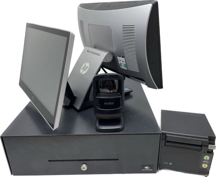 Комплект ПОС в Магазин 1. POS-термінал HP RP9 G1 (Все в одному), з Windows. Проц. intel i5-6500, Два монітори 15,6" тач. і 14" для покупця. 2.POS-принтер SII RP-D10 usb 80 мм + 3.Касова скриня . Б/У, как новое.